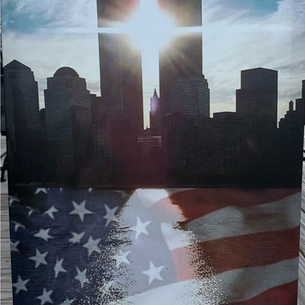 American Flag & City Skyline Art Print